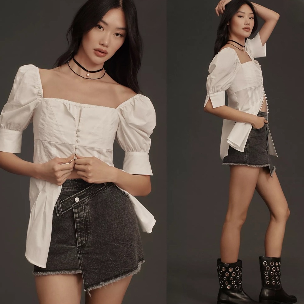 Anthropologie Pilcro Moto Wrap Denim Mini Skirt